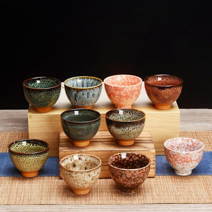 Exquisite 6pcs temmoku glaze Cup Gift box China tea cup set Tea Bowl Tea Set