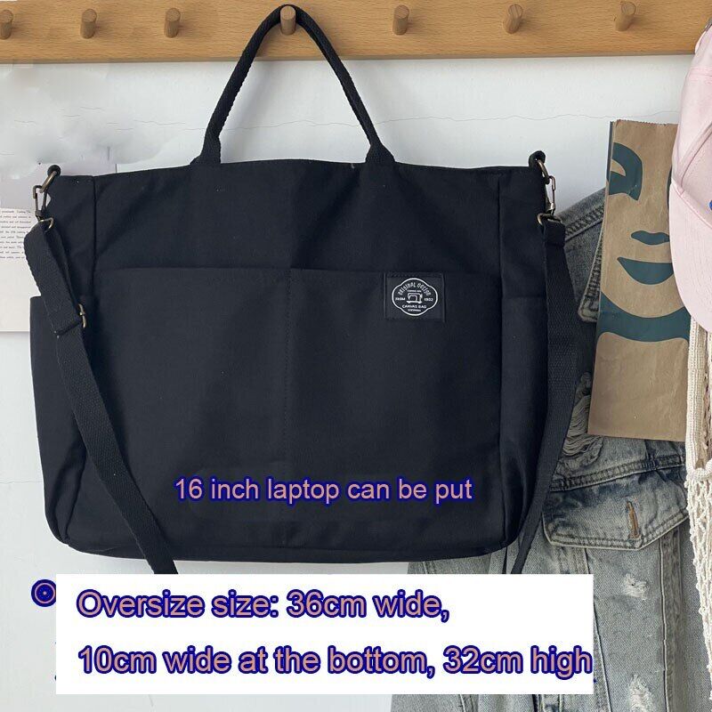 Women's Bags Cotton Canvas Shoulder Bag Crossbody Handbag Zipper Tote Pocket