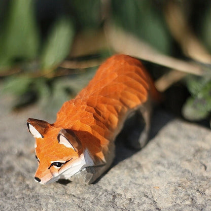 Red Fox Handmade Wood Carving Solid Wood Fox Sculpture Creative Ornament