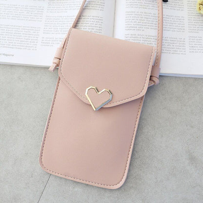 Handbag Women Bags Heart-shaped Transparent Simple Retro Mobile Phone Buckle Bag