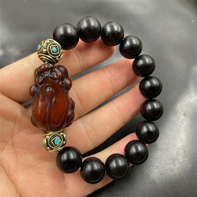 New Black Imitation Amber Pixiu Bracelet Amber Handcrafted Bead Necklace