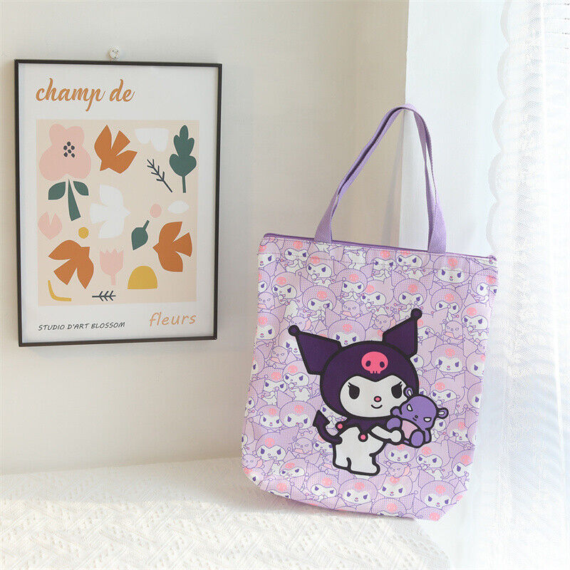 Cute My Melody Kuromi Cinnamoroll Hello Kitty Handbag Tote Canvas Storage Bag