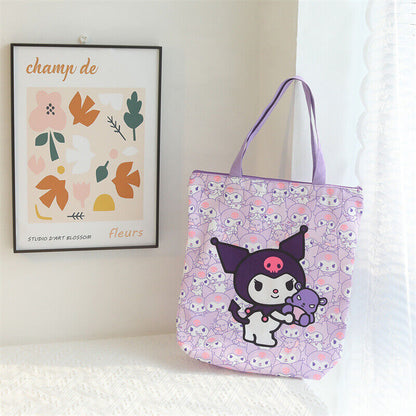Cute My Melody Kuromi Cinnamoroll Hello Kitty Handbag Tote Canvas Storage Bag