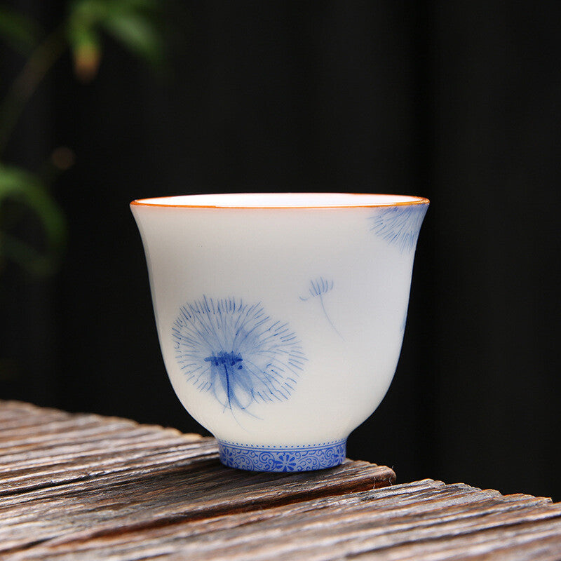 Porcelain Tea Cup For Puer Handpainted Floral Design Ceramic Master Cup 50ml New