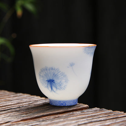 Porcelain Tea Cup For Puer Handpainted Floral Design Ceramic Master Cup 50ml New
