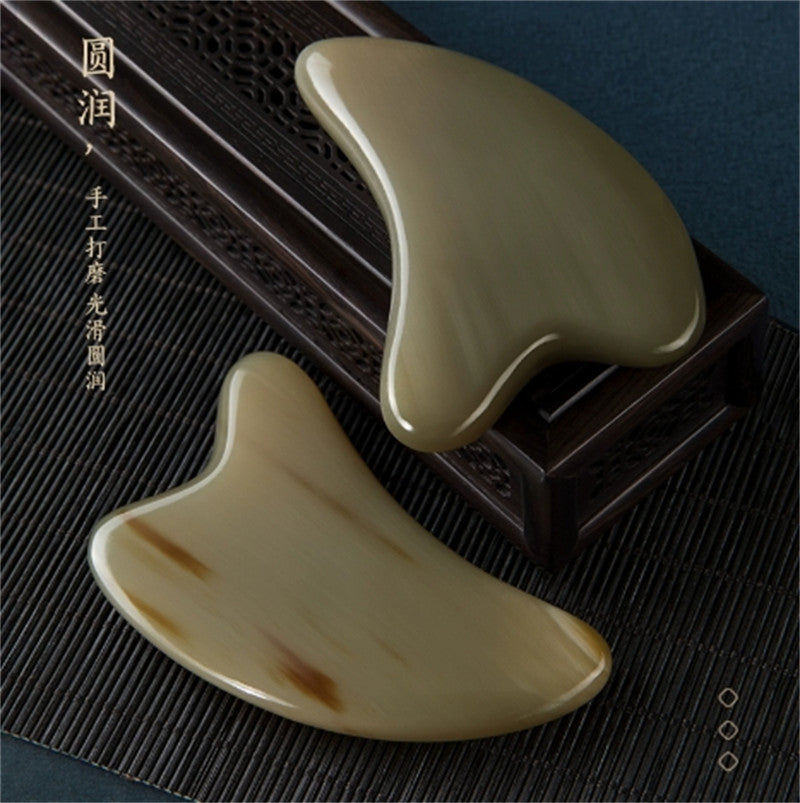 Natural White Buffalo Horn Gua Sha 刮痧 Board Beauty Health Massager Tools Gifts