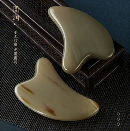 Natural White Buffalo Horn Gua Sha 刮痧 Board Beauty Health Massager Tools Gifts