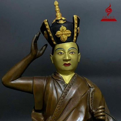Tibetan Buddhism 16th Karmapa Bronze 24k Gilt Statue 20cm Tall
