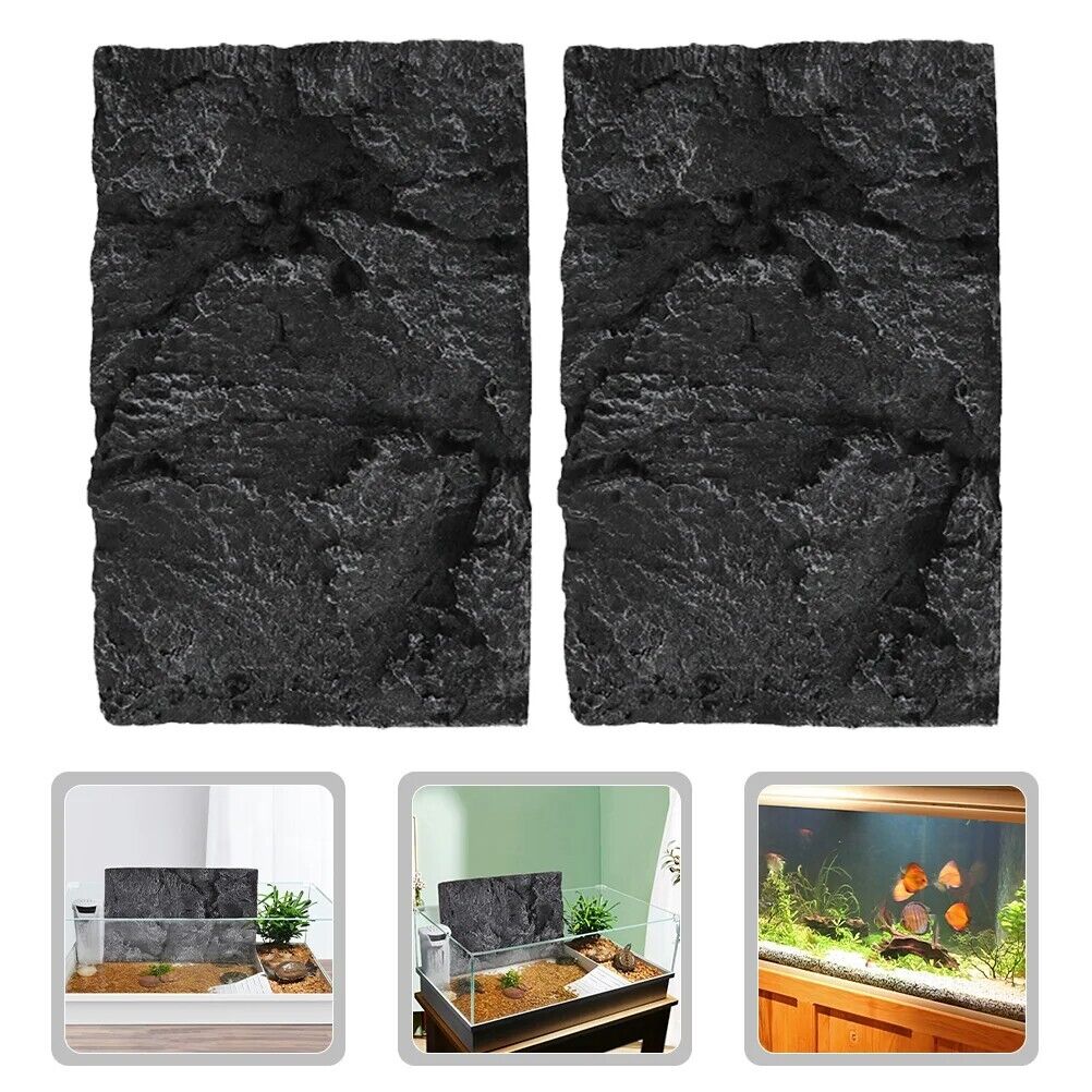 Terrarium Decorations Cling Reptile Box Backdrop Fish Tank Reptisoil Boards 2Pcs