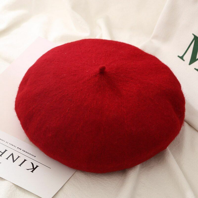 Women Beret Cap Winter Warm Wool Hat Fashion Elegant Plain Hiking Thermal 1 PC