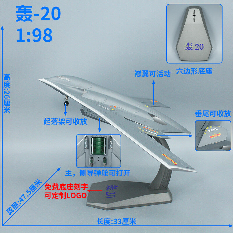 1:98 48CM H-20 Strategic Stealth Bombers Fighter Plane Diecast Aircraft Model