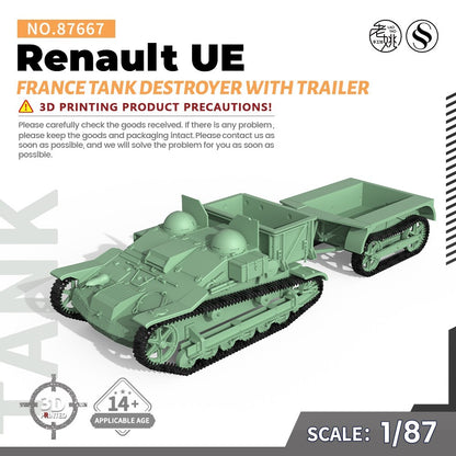 SSMODEL SS87667 1/87 HO Scale Railway Military Model Kit France Renault UE Tank