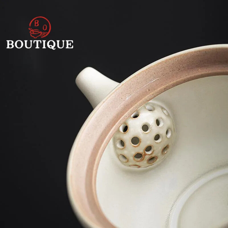 200ml Creative White Porcelain Side Handle Tea Pot Household Kung Fu Tea Set