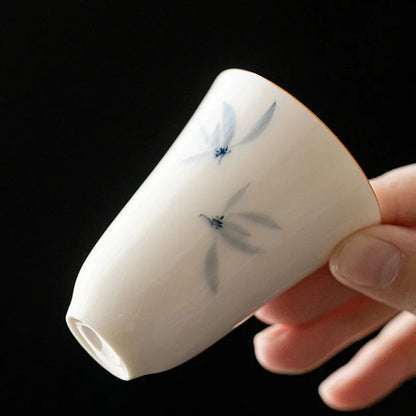 2pc/Set 40ml Hand Painted Butterfly Orchid Tea Cup Ceramic Kung Fu Tea Ceremony