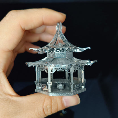 3D Metal Puzzle Chinese Pavilion DIY Assembled Model Adult Toy Small Ornament