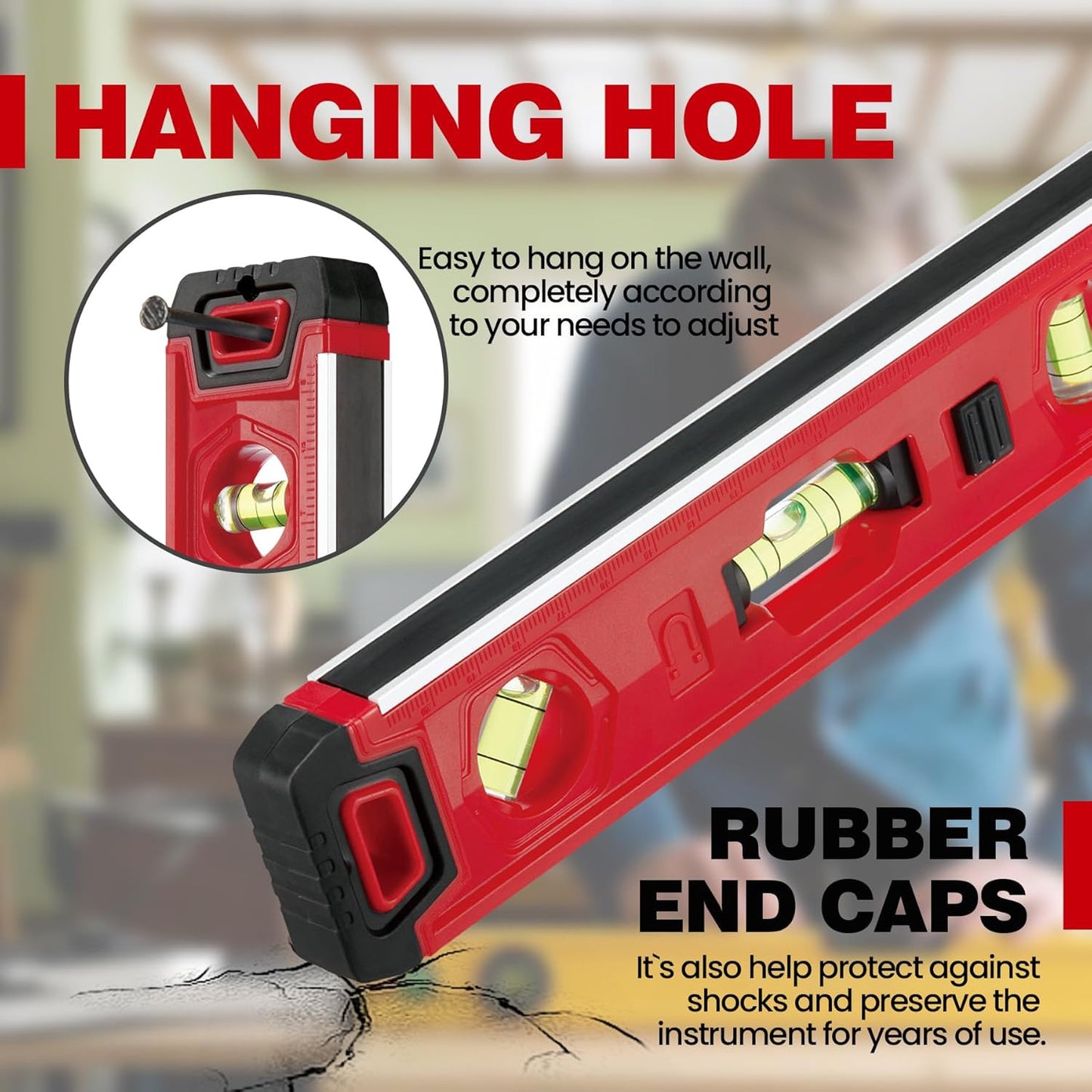 Torpedo Level Magnetic with Light: 9 Inch Shockproof Small Leveler Tool with Rul