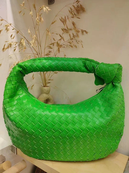 Luxury Synthetic Leather Handbag Large Shoulder Bag Woven Soft Underarm Bag Zipp