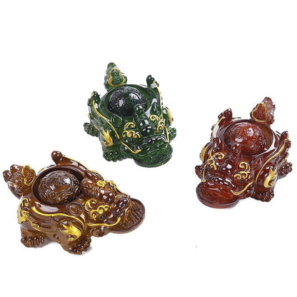1pc Retro Golden Toad Statue Resin Color Changing Tea Pet Tea Figurine Ornament