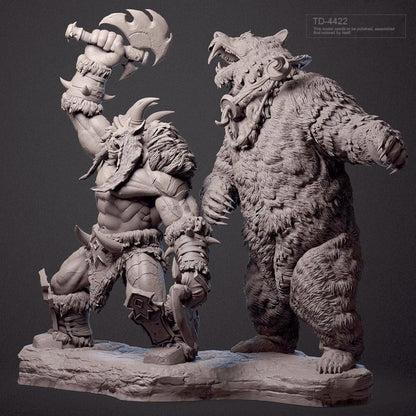 1/32 55mm resin figure model Orc Warriors and Bears unassembled unpainted