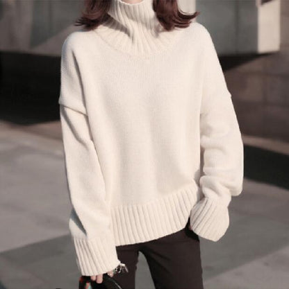 Womens Cashmere Thick Long Sleeve Turtleneck Pullovers Baggy Sweater Top Leisure