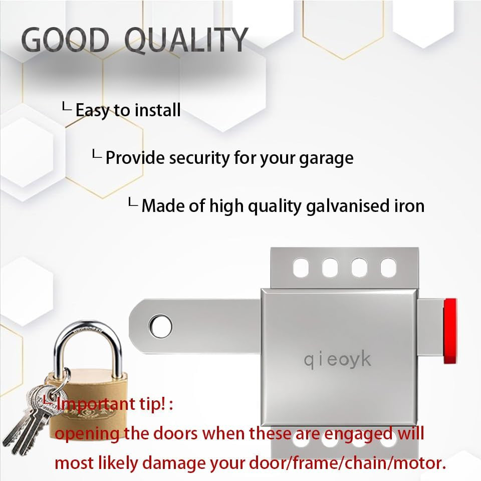 2 Pack Garage Door Locks with Self Tapping Screws inside Deadlock for Most Garag