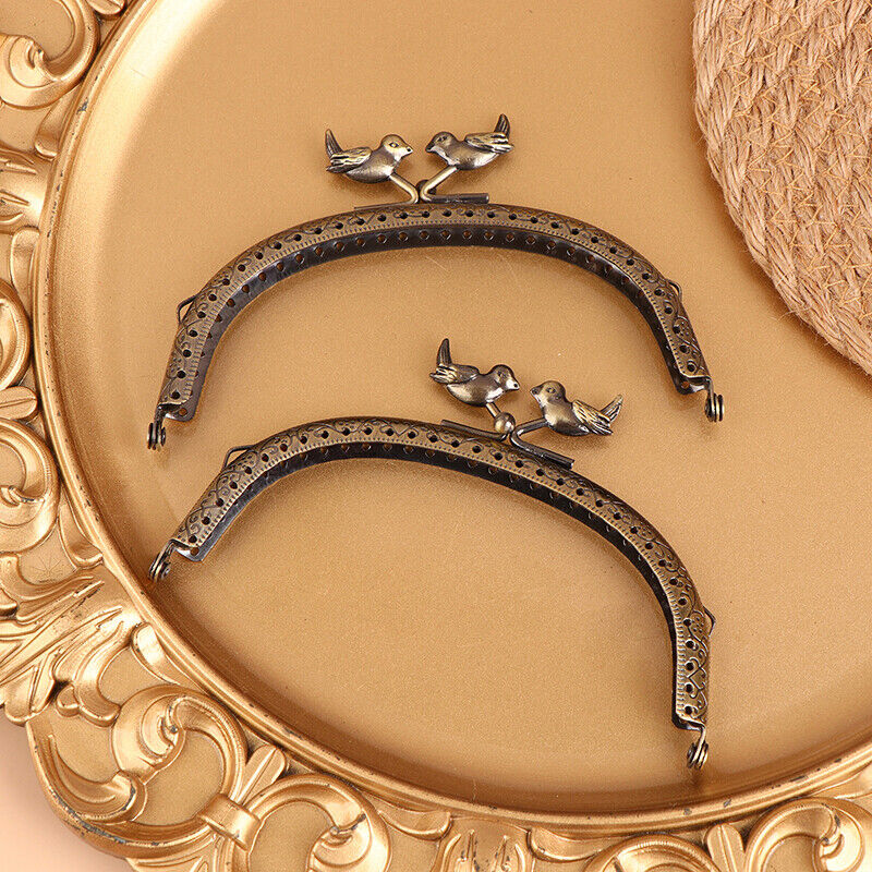 1Pc 12.5cm Bird Head Embossed Antique Bronze Metal Purse Frame Bag Kiss Clasp