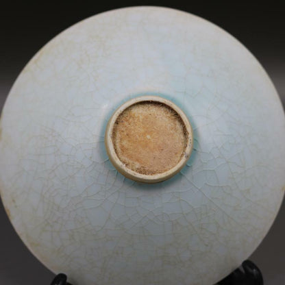 Chinese Song Hutian Kiln Crackle Porcelain Celadon Glaze Bowl 6.9 Inch
