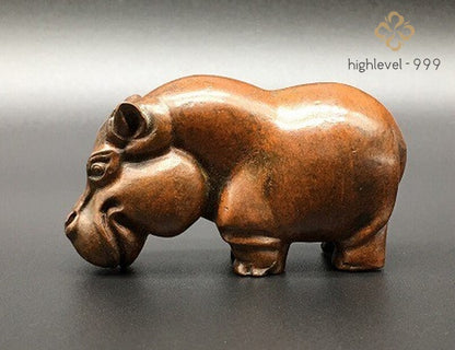 2.7" Solid Brass Animal Hippo Hippopotamus Statue Tea Pet Figurine