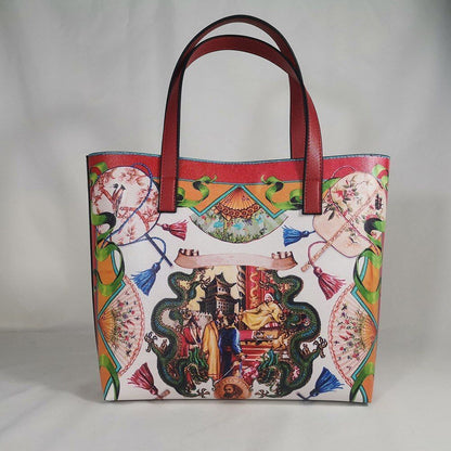 Floral Traveling Shoulder Bag Textured Leather Shopper Large Bag Women Handbags