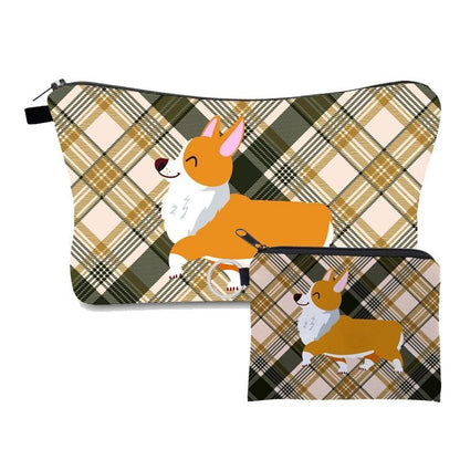 2 PCS Makeup Bag Animal Pattern Cosmetic Bag Set Women Combination Organizer Bag