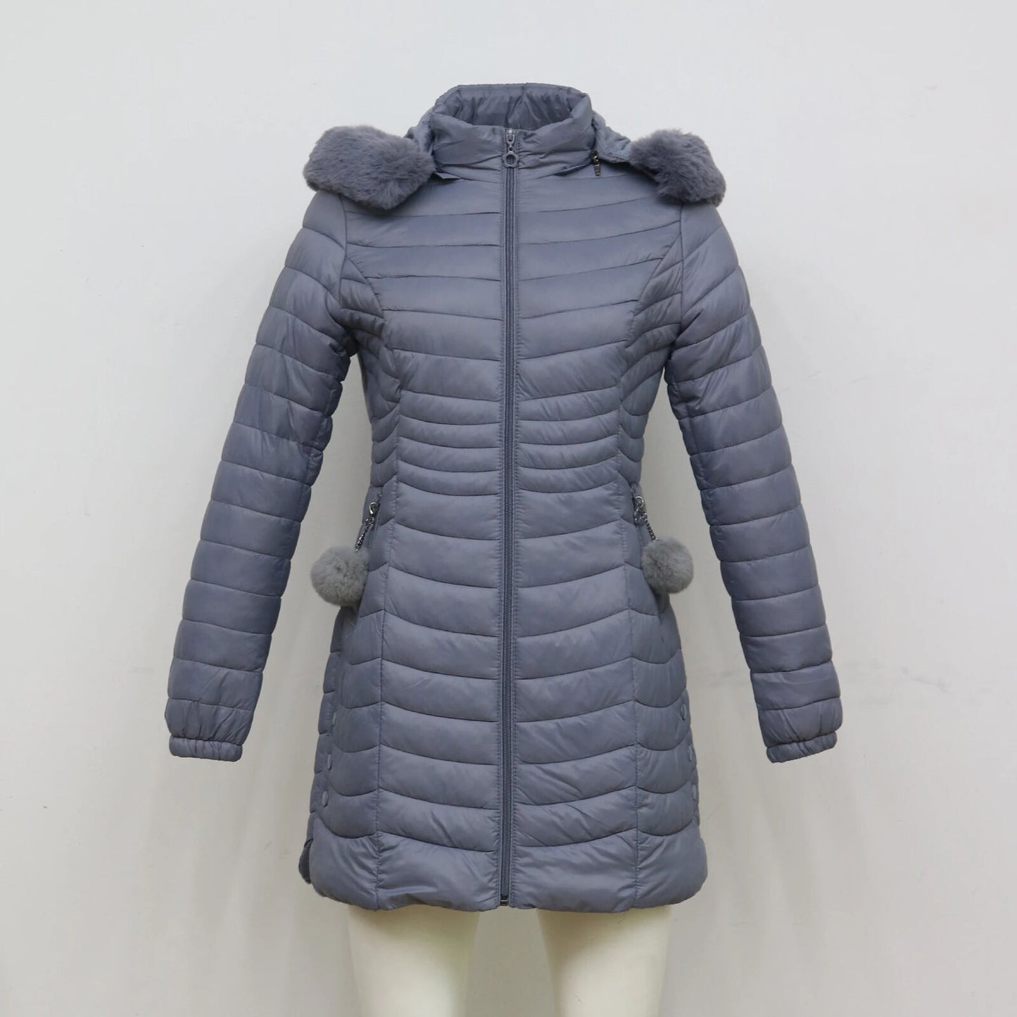 Women Winter Long Puffer Jacket Coat Outwear Clothes Plus Velvet With Fur