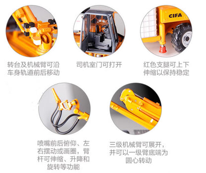 1:38 ZOOMLION CSS-3 Concrete Spraying Manipulator Pump Truck Diecast Model
