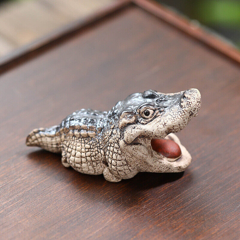 Alligator Statue Small Size Handmade Ornament Yixing Zisha Purple Clay Tea Pet