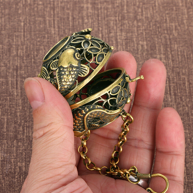 Brass Incense Burner Hollow Aromatherapy Balls Censer Home Outdoor Incar Antique