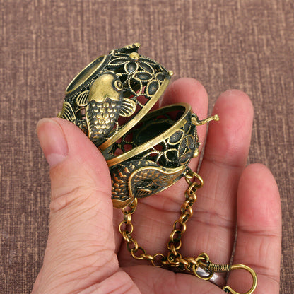 Brass Incense Burner Hollow Aromatherapy Balls Censer Home Outdoor Incar Antique
