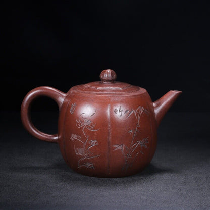 Chinese Yixing Zisha Clay Handmade Exquisite Teapo（梅兰竹菊 底款：顾景舟 ）