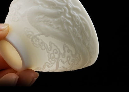on sales porcelain tea cup dragon relief 60ml white china ceramic master cup new