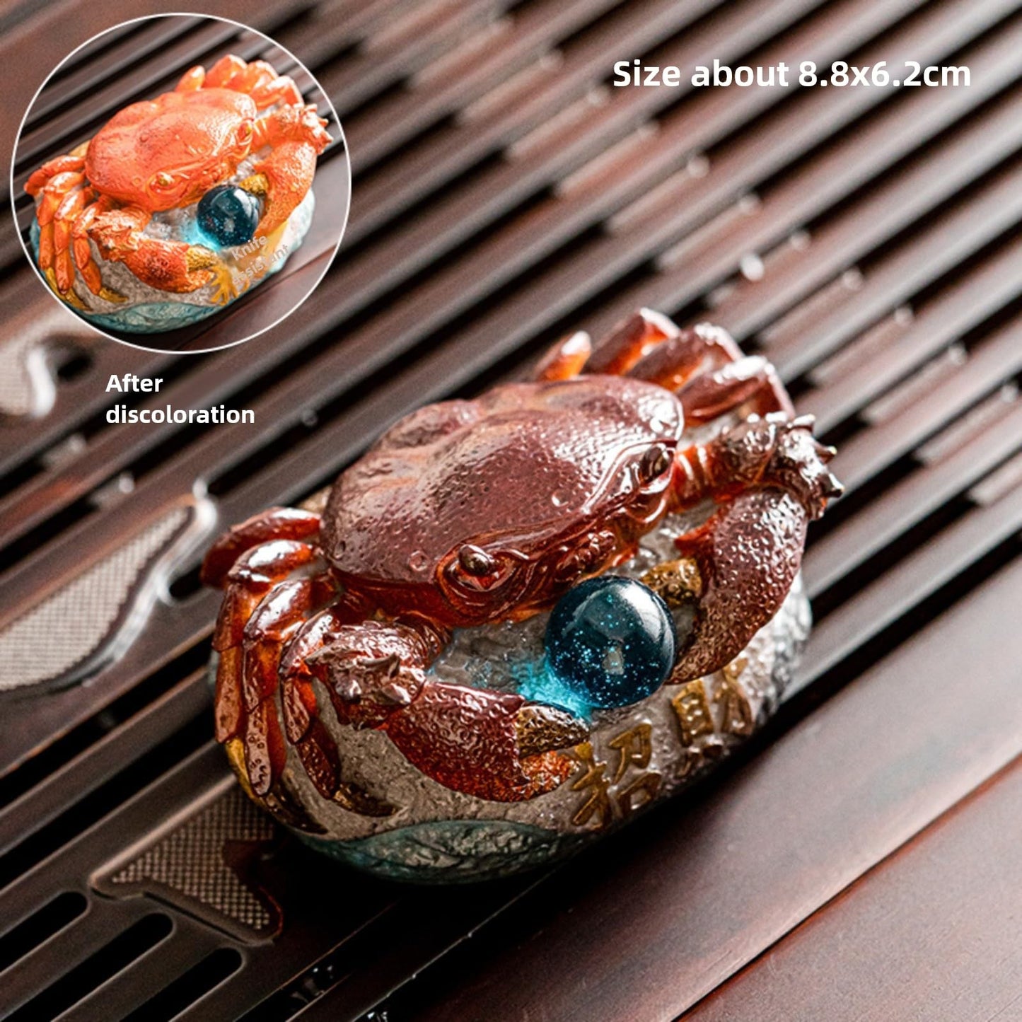 Resin Color Changing Crab Tea Pet Ornament 8.8cm Kung Fu Tea Set Accessories