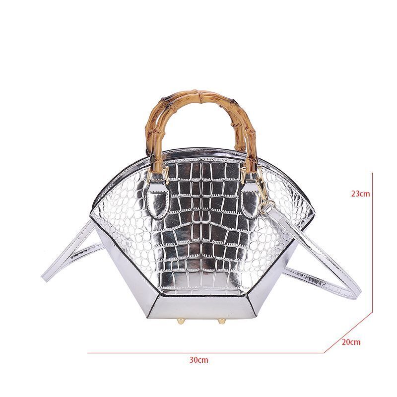 Handbags Vintage Bamboo Handle Bag Gold Silver Evening Clutch Crossbody Purses