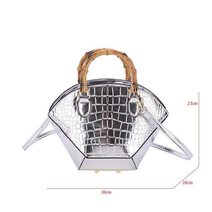 Handbags Vintage Bamboo Handle Bag Gold Silver Evening Clutch Crossbody Purses