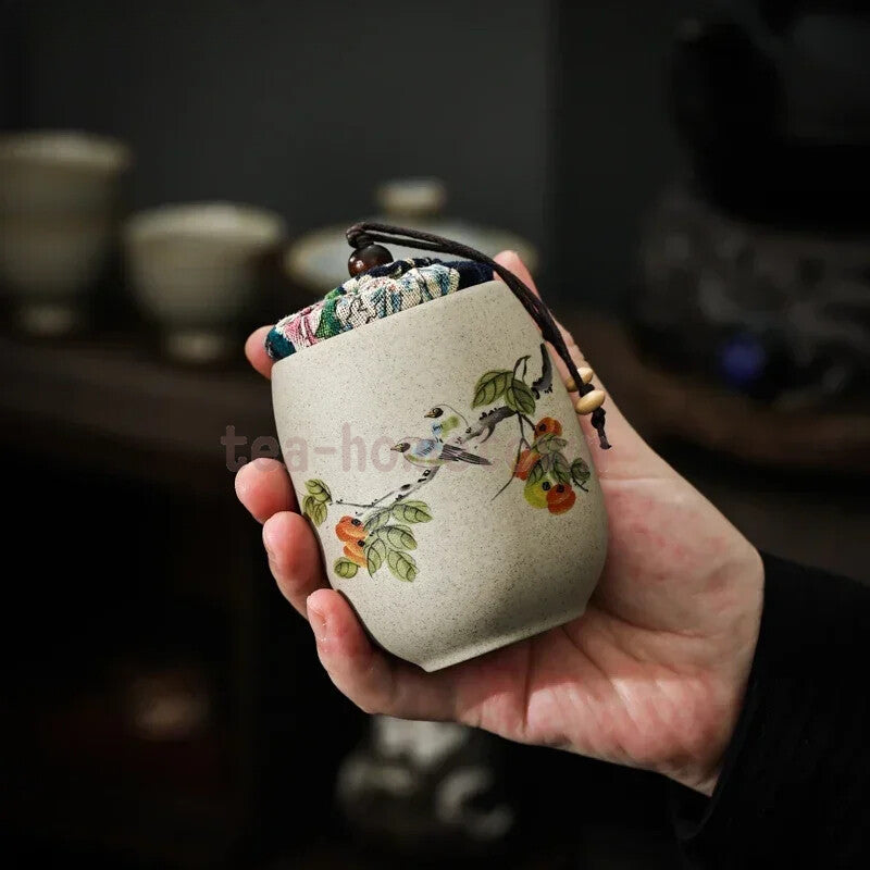 Portable Ceramic Tea Jar Container Sealed Jar Small Tea Box Mini Storage