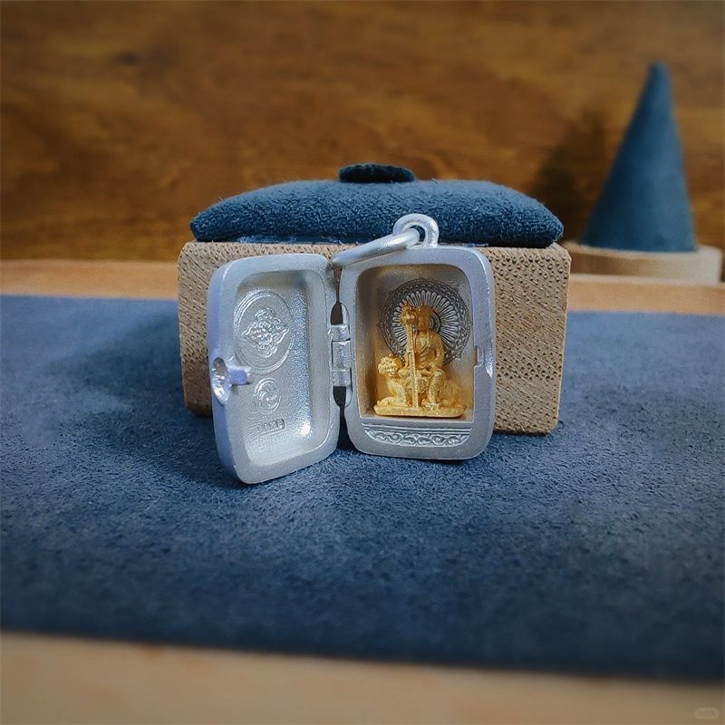 Mini Ksitigarbha Buddha Pendant Openable Necklace Plated Amulet Jewelry