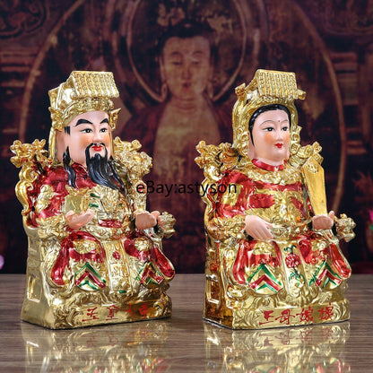 Chinese Ceramic Jade Emperor Queen Mother Goddess Statue Household Ornaments