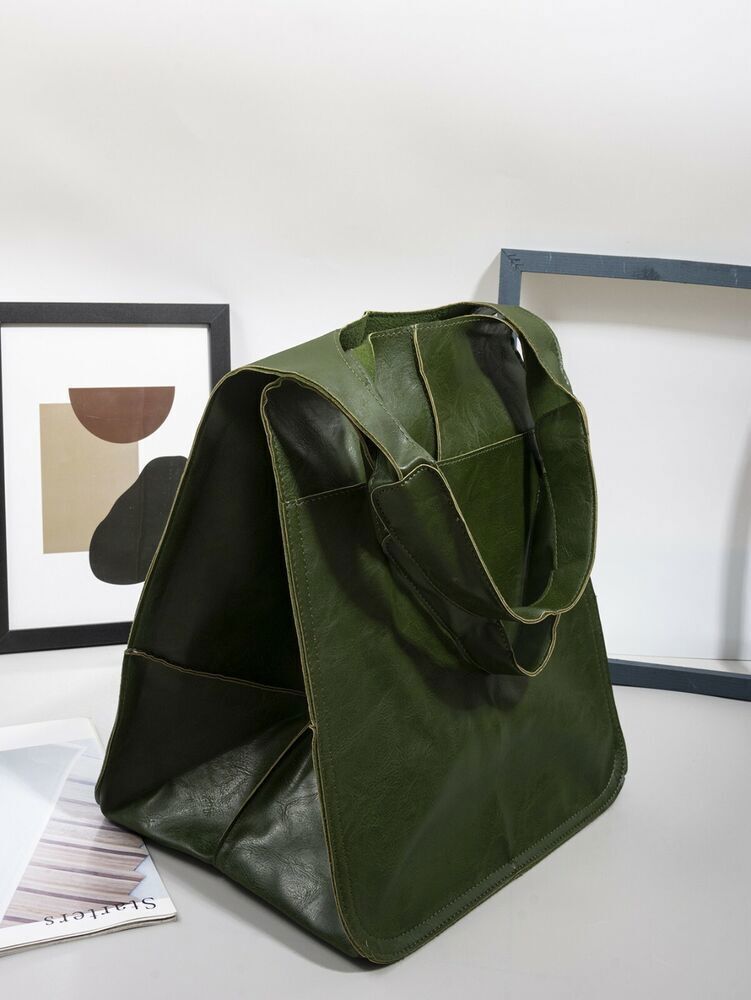 Women Large Capacity Soft Leather Casual Tote Shoulder Bag Retro Shopper Handbag