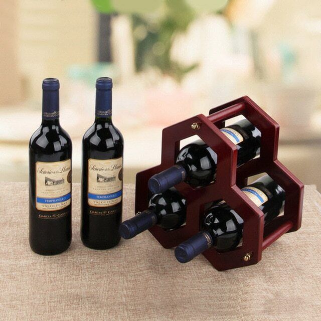 Bottle Holder Home Decoration 1Pc Wooden Red Wine Holder Mount Bar Display Shelf