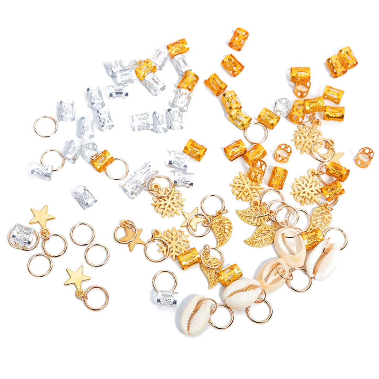 80Pcs Hair Jewelry Braid Ring Cuff Decor Pendants Dreadlocks Beads Accessories