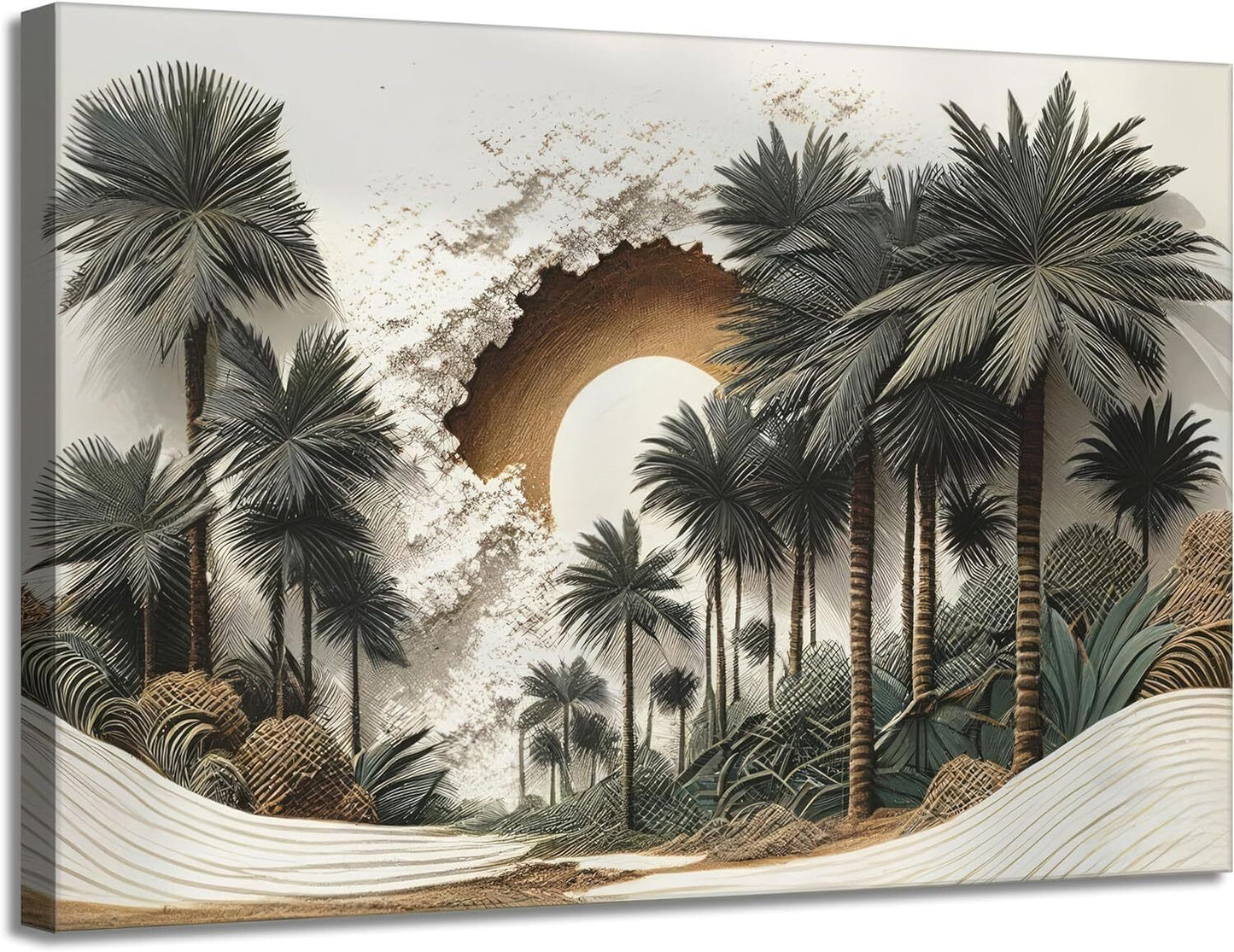 Abstract Ocean Wave Canvas Wall Art Boho Coastal Beach Poster 3D Prints Framed