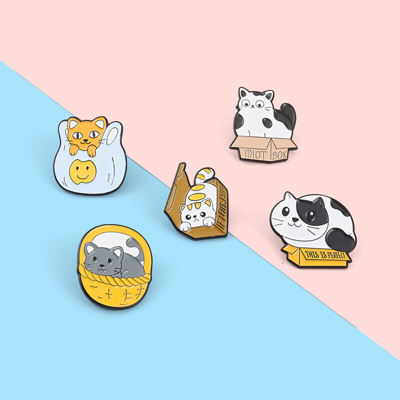 Pin Brooches Backpack Badges Meow Cat Hard enamel lapel Hat Gift Bag Goth Jeans