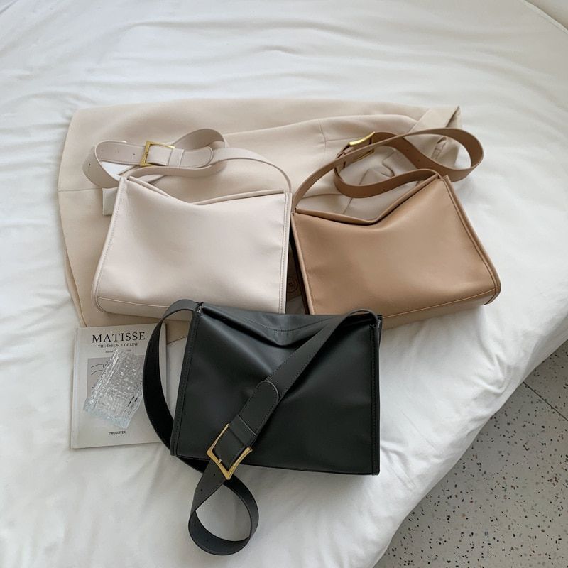 Leather Shoulder Bag Simple Solid Color Crossbody Bag Handbags Purse 30*22*10 CM
