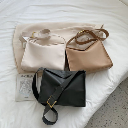 Leather Shoulder Bag Simple Solid Color Crossbody Bag Handbags Purse 30*22*10 CM